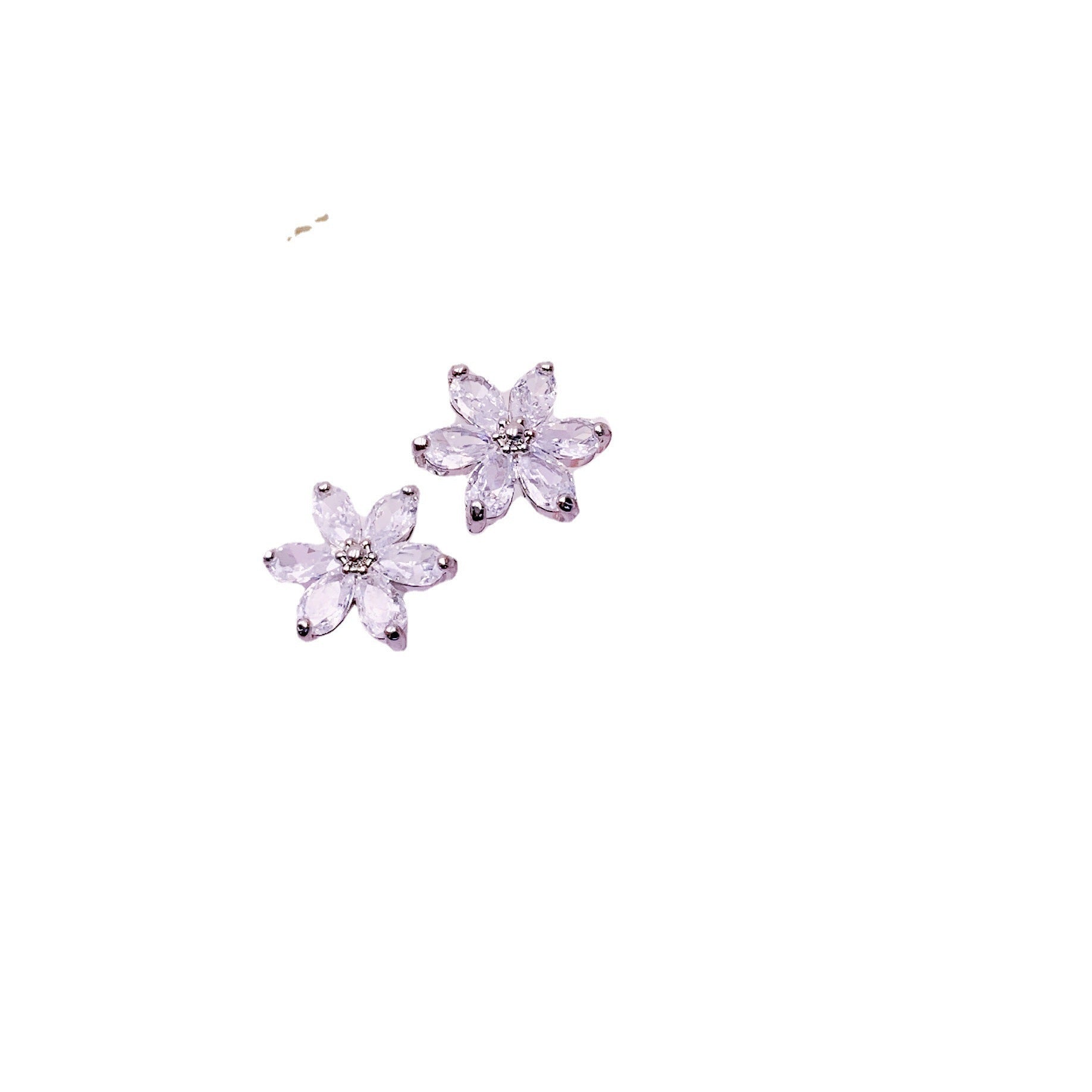 Wholesale S925 Silver Needle Petal Zircon Alloy Earrings